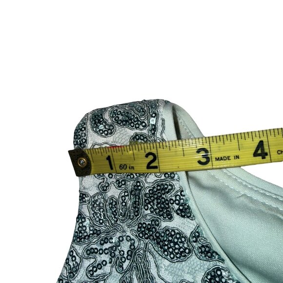 Alex Evenings Sleeveless Corded Fit Ice Sage Lace & Sequin-Detail Gown Sz 8 - Picture 9 of 16